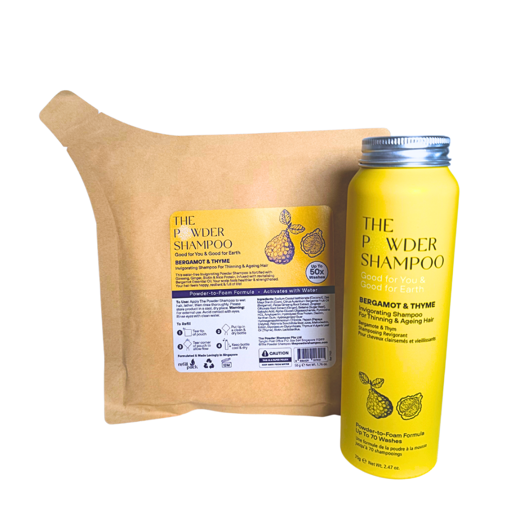 Bundle - Invigorating Powder Shampoo For Thinning & Ageing Hair (70g) + Refill Pack