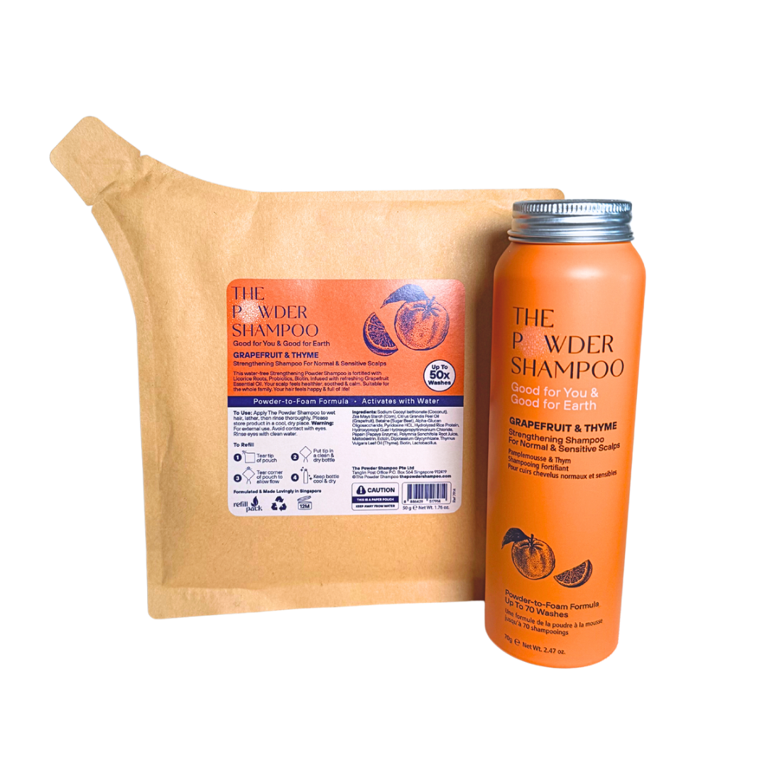 Bundle - Strengthening Powder Shampoo For Normal & Sensitive Scalps (70g) + Refill Pack
