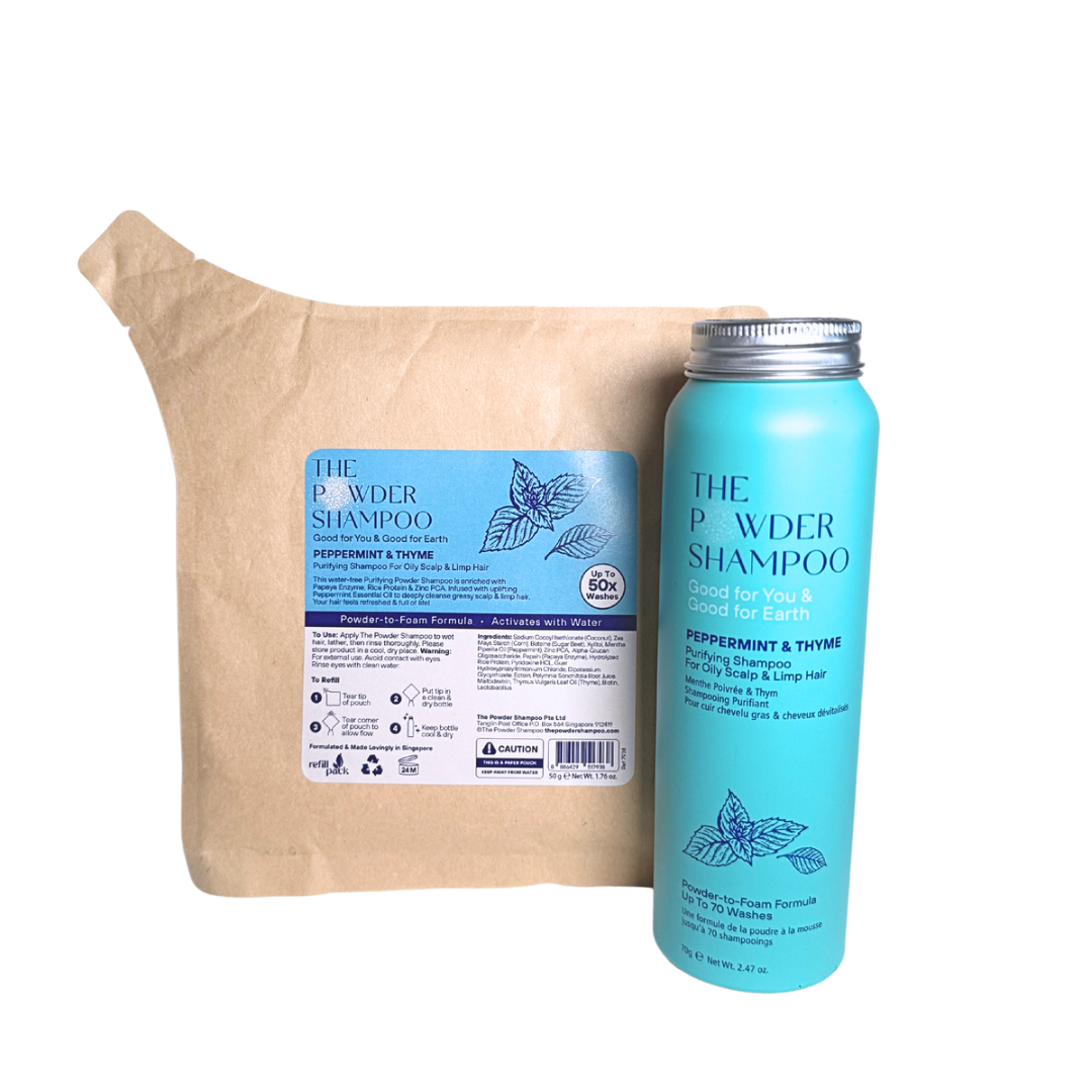 Bundle - Purifying Powder Shampoo For Oily Scalp &amp; Limp Hair (70g) + Refill Pack