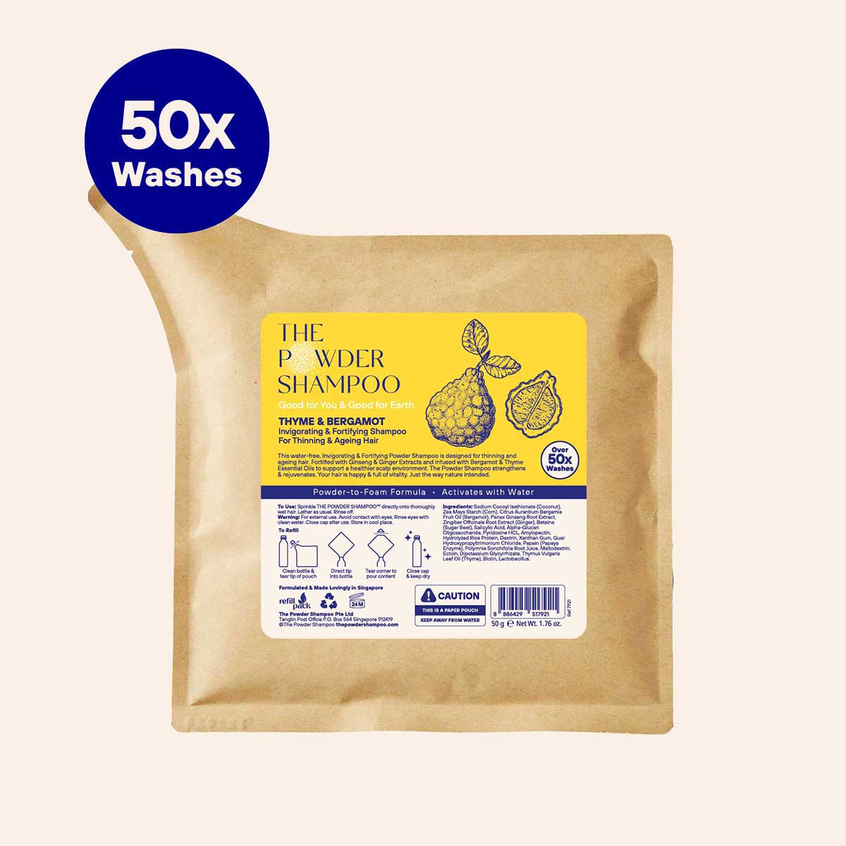 Invigorating Powder Shampoo For Thinning &amp; Ageing Hair (Refill pack)